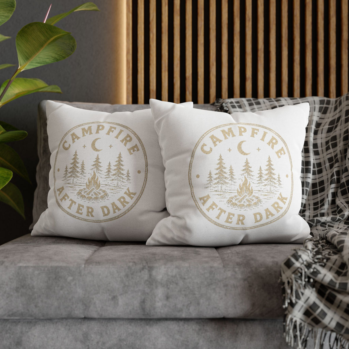 Campfire After Dark Decorative Pillowcase  Milo Bailey Dog Dad Mom— Rustic Camping Throw Pillow Cover