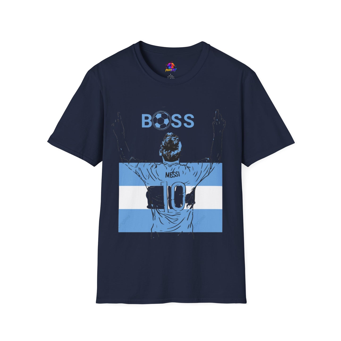 Soccer Boss T‑Shirt — 'BOSS' Striped Football Player Graphic Tee