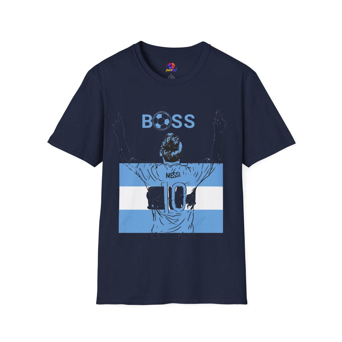 Soccer Boss T‑Shirt — 'BOSS' Striped Football Player Graphic Tee