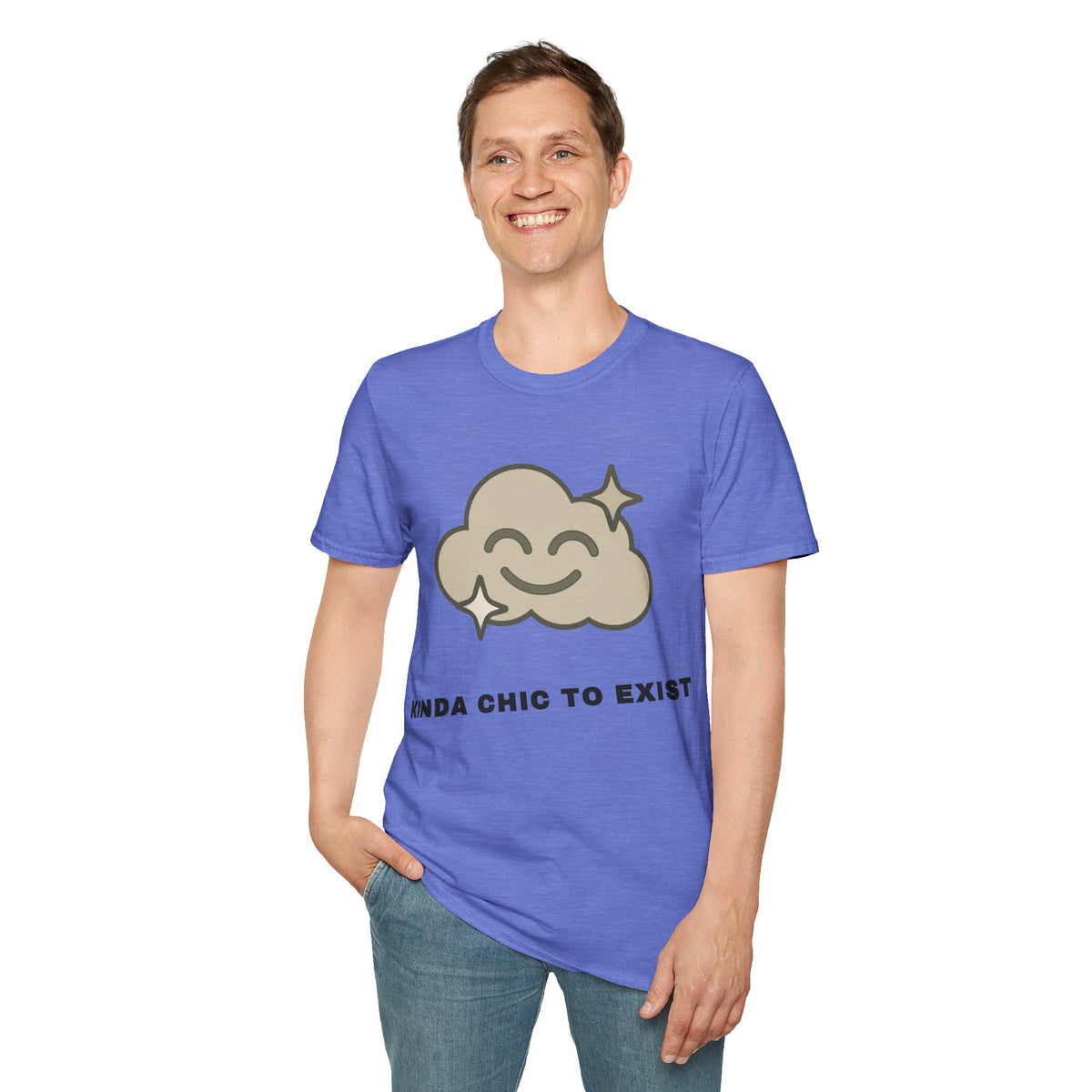 T-Shirt — "Kinda Chic to Exist" Smiling Cloud Graphic Tee - Trending Now - September 2026