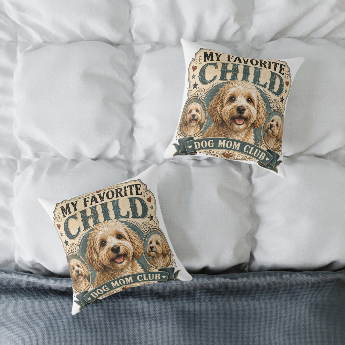 Dog Mom Pillow  Milo Bailey Dog Dad Mom — “My Favorite Child” Doodle Decorative Throw Pillow