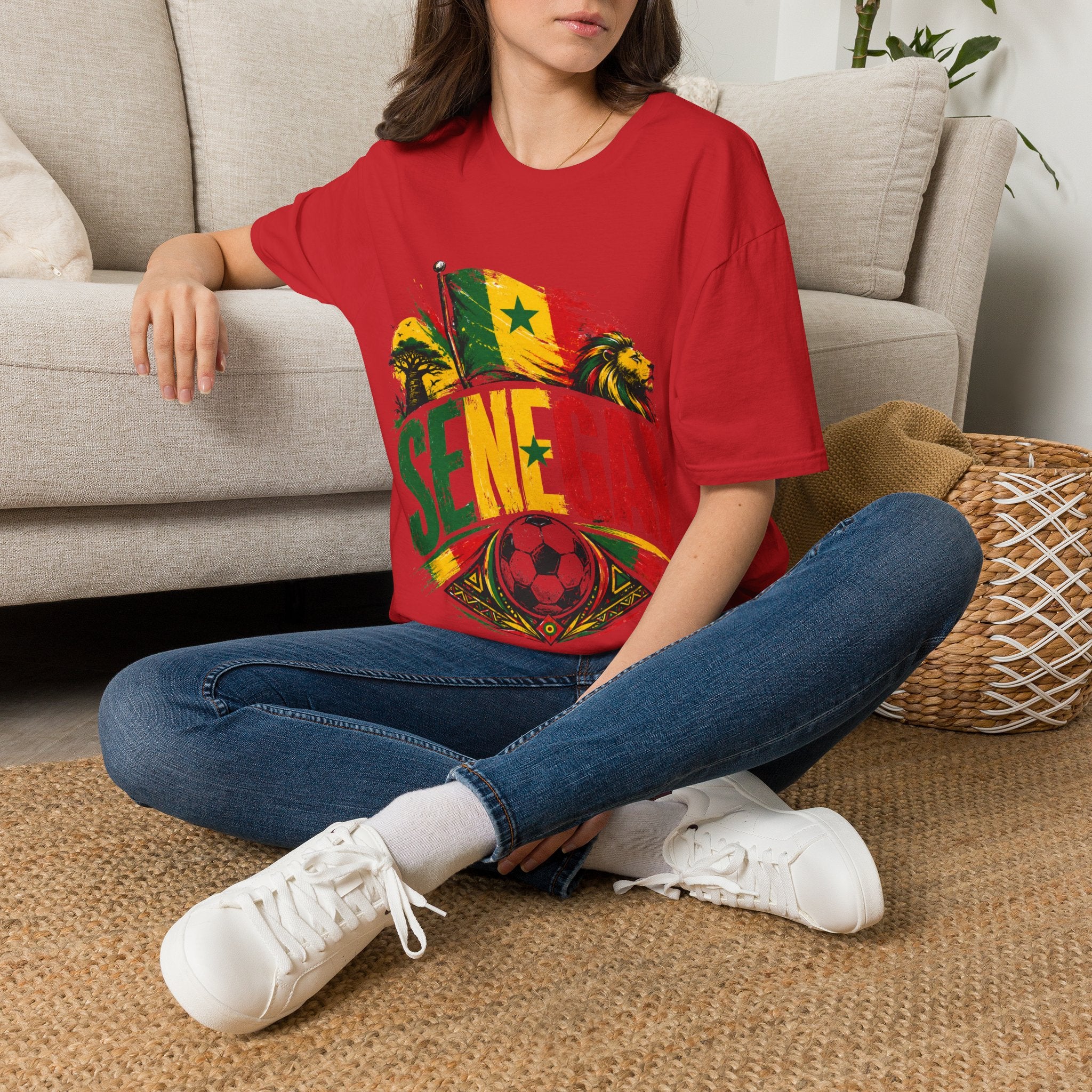 Senegal Flag Soccer T-Shirt — Lion & Football Pride Tee