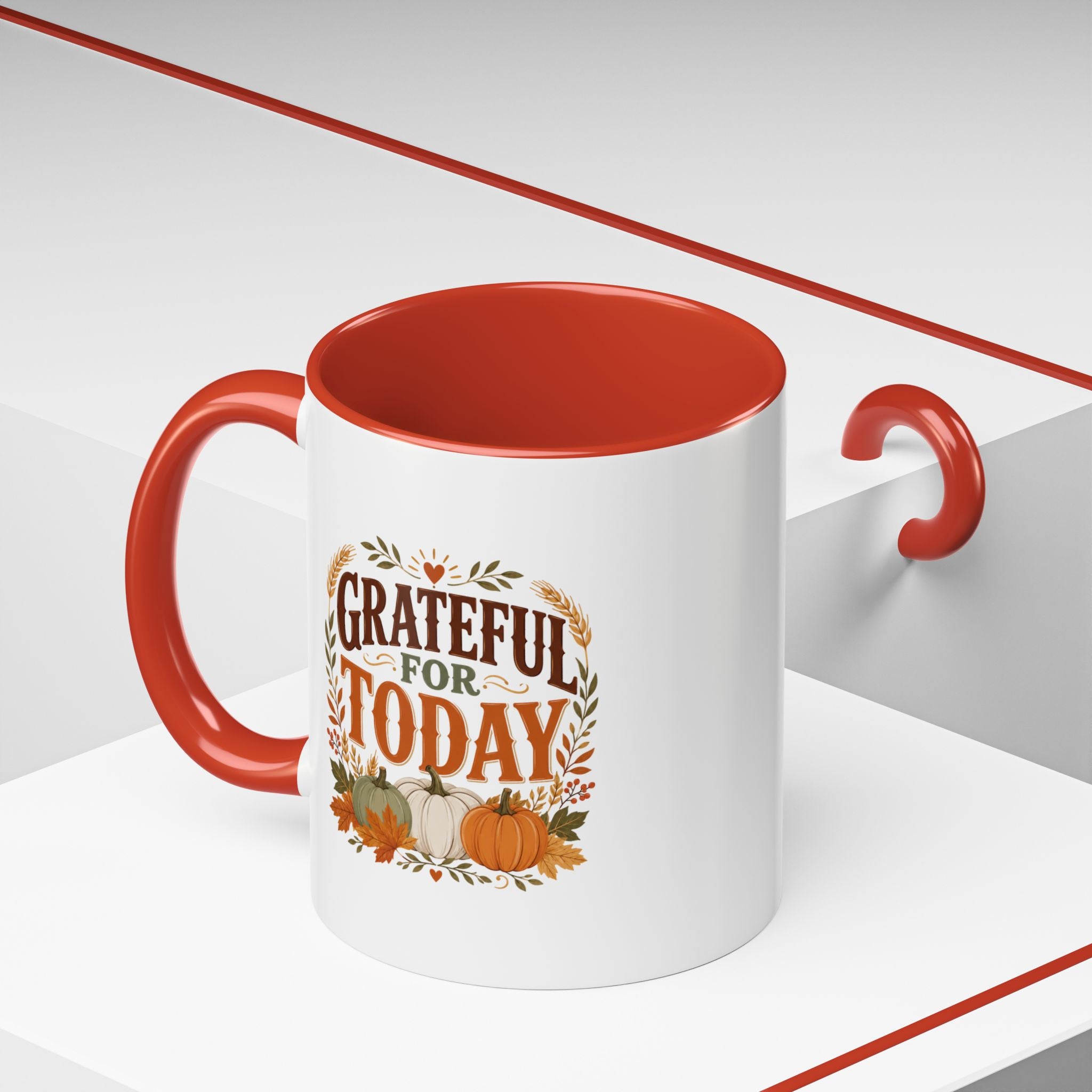 Thanksgiving Mug Grateful For Today Coffee Mug — Thanksgiving Pumpkin Fall Ceramic Accent Mug