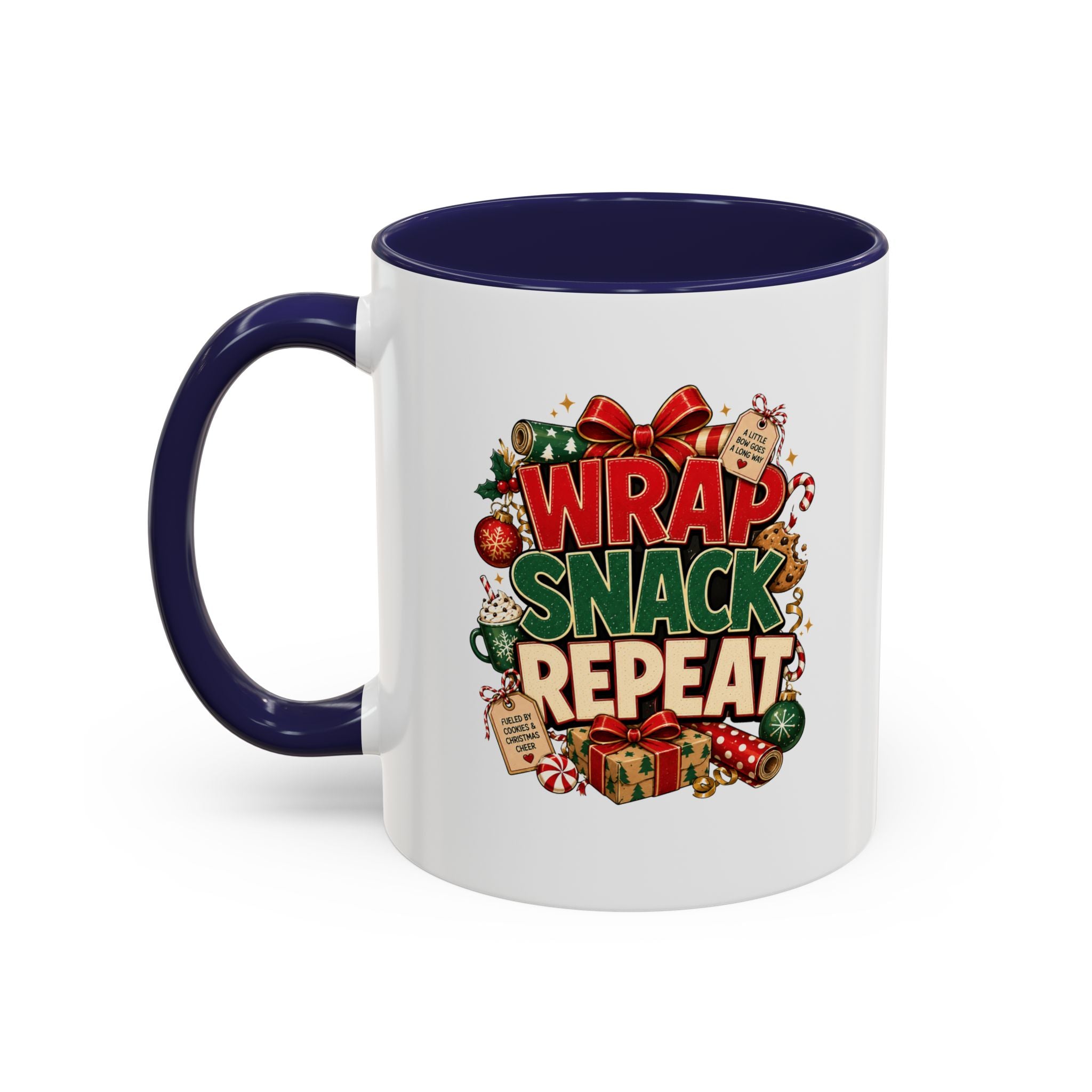 Wrap Snack Repeat Christmas Coffee Mug — Holiday Baking & Gift-Wrapping Mug