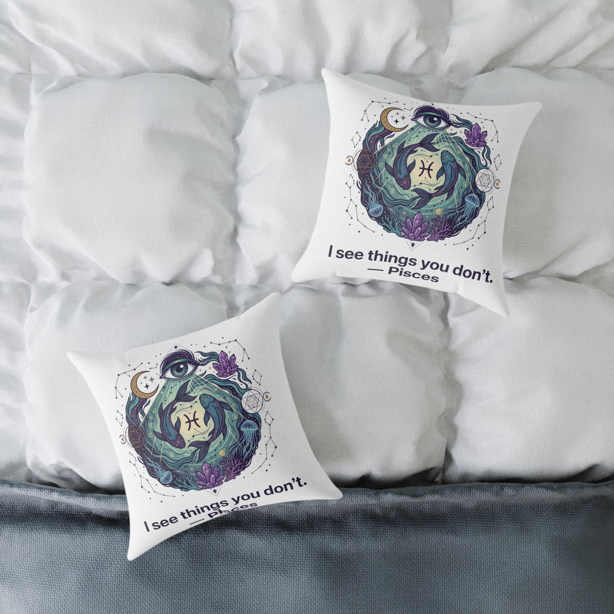 Pisces Zodiac I See Things You Don't Square Poly Canvas Pillow