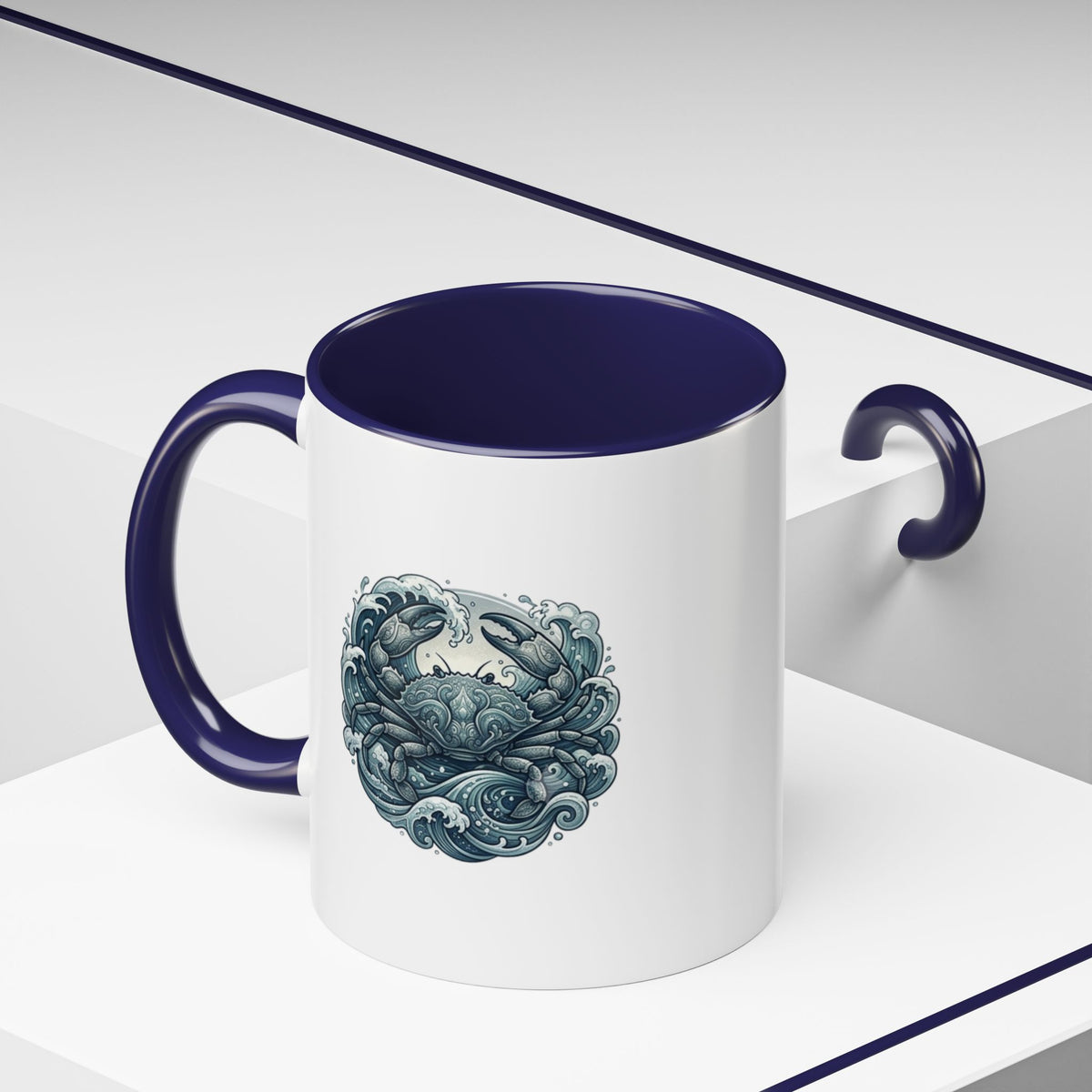 Cancer Zodiac Crab Ocean Crest Accent Coffee Mug