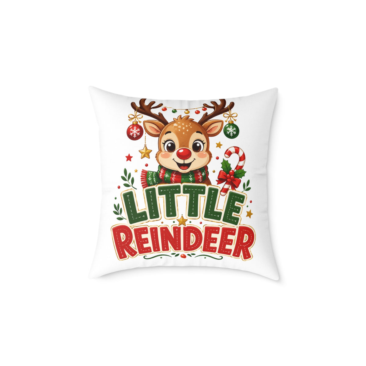 Little Reindeer Christmas Throw Pillow - Cute Kids Holiday Decor