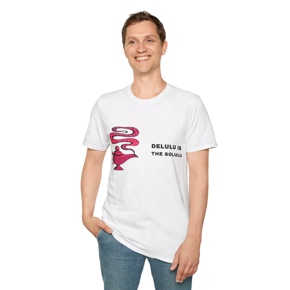Genie Lamp Graphic T-Shirt — 'Delulu' Vaporwave Snake Design - Trending Now - September 2026