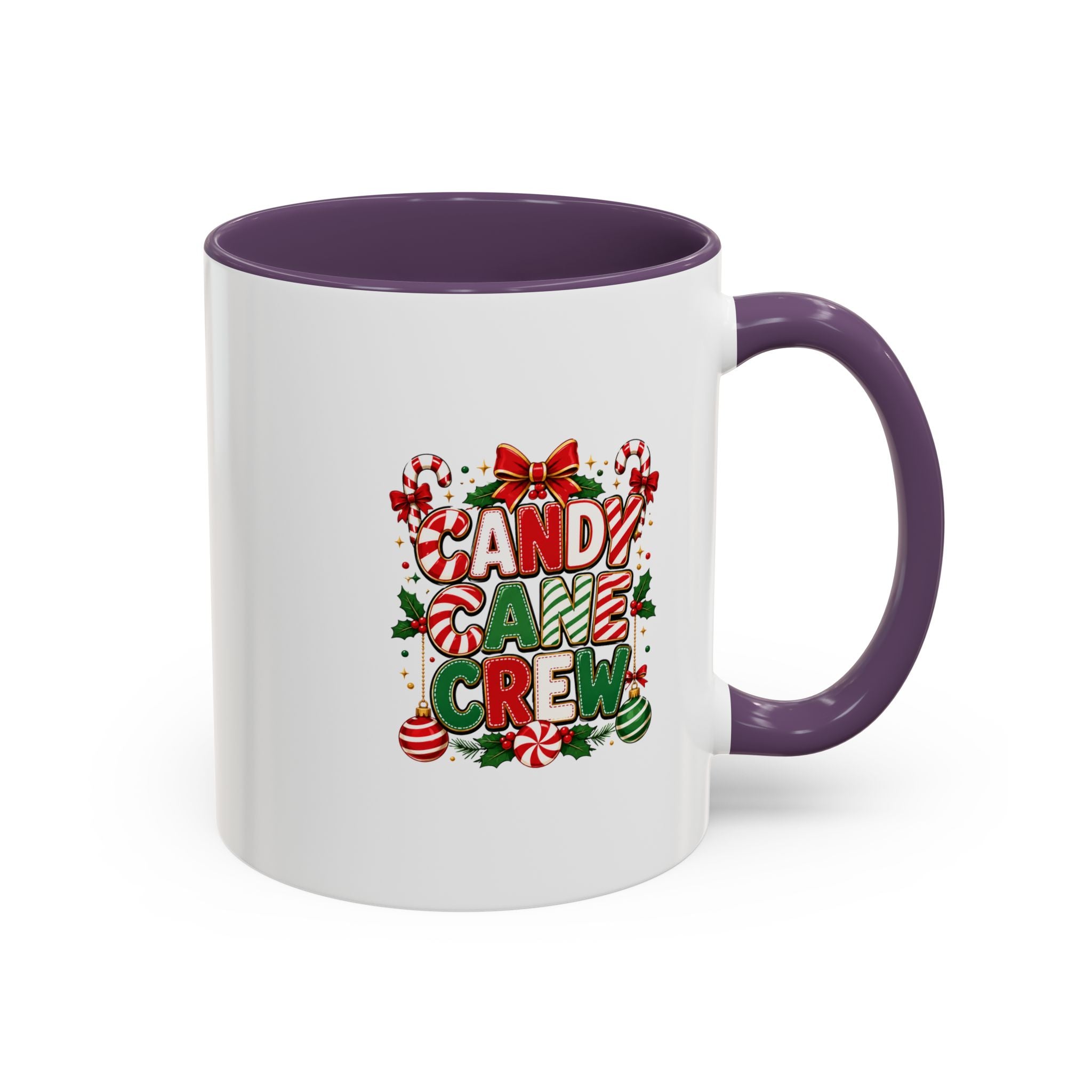 Candy Cane Crew Accent Coffee Mug — Christmas Holiday Hot Cocoa Cup