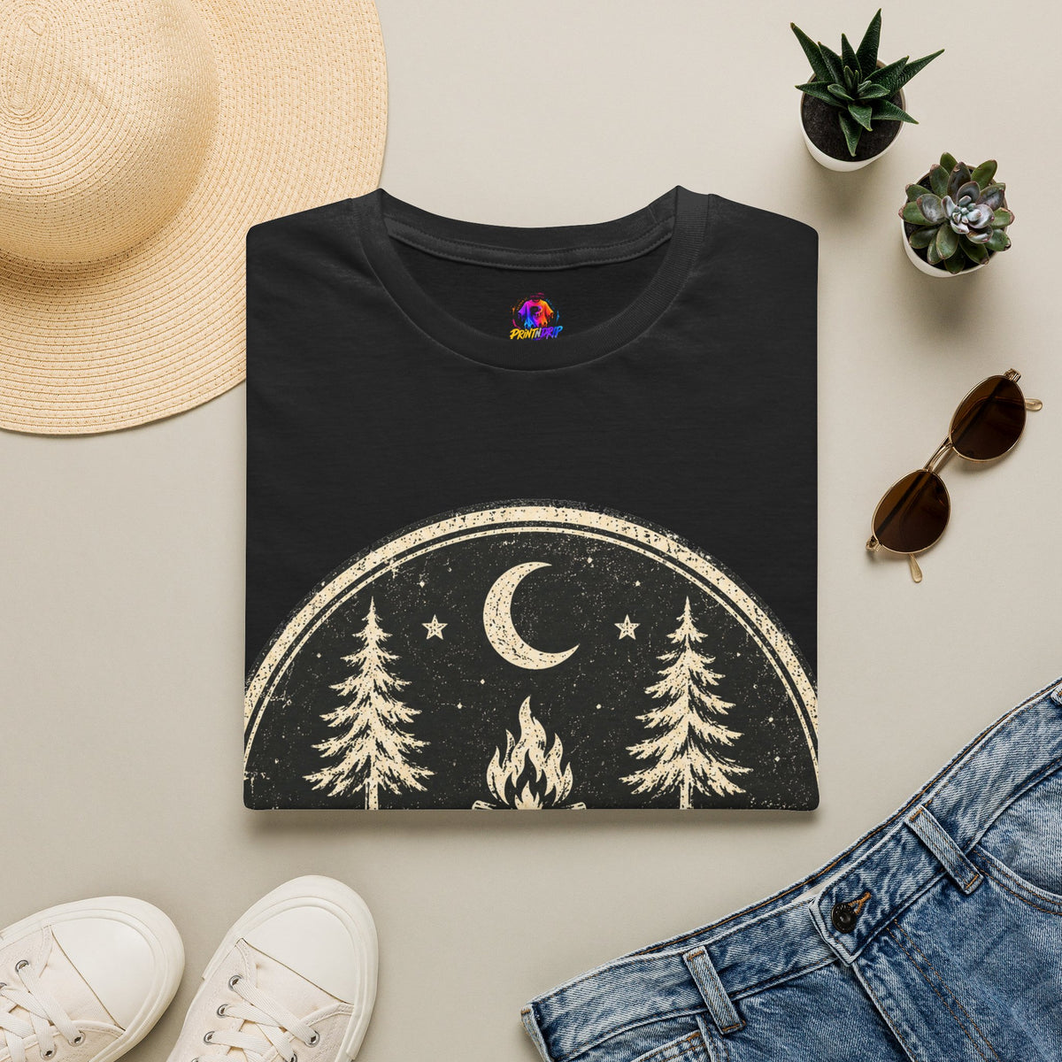 Campfire After Dark Tee — Vintage Wilderness Camping T-Shirt