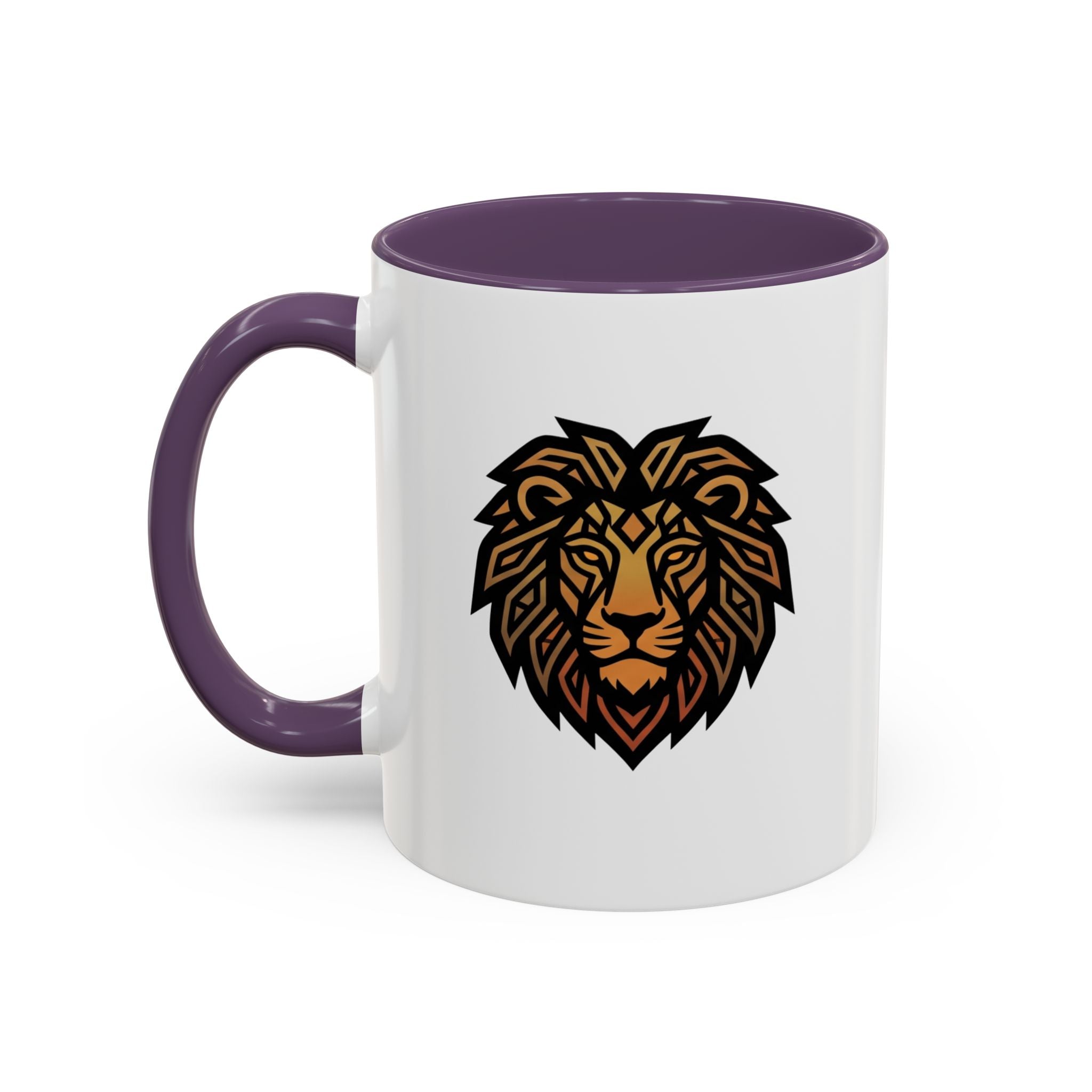 Lion Head Accent Coffee Mug — Bold Geometric Mane Design