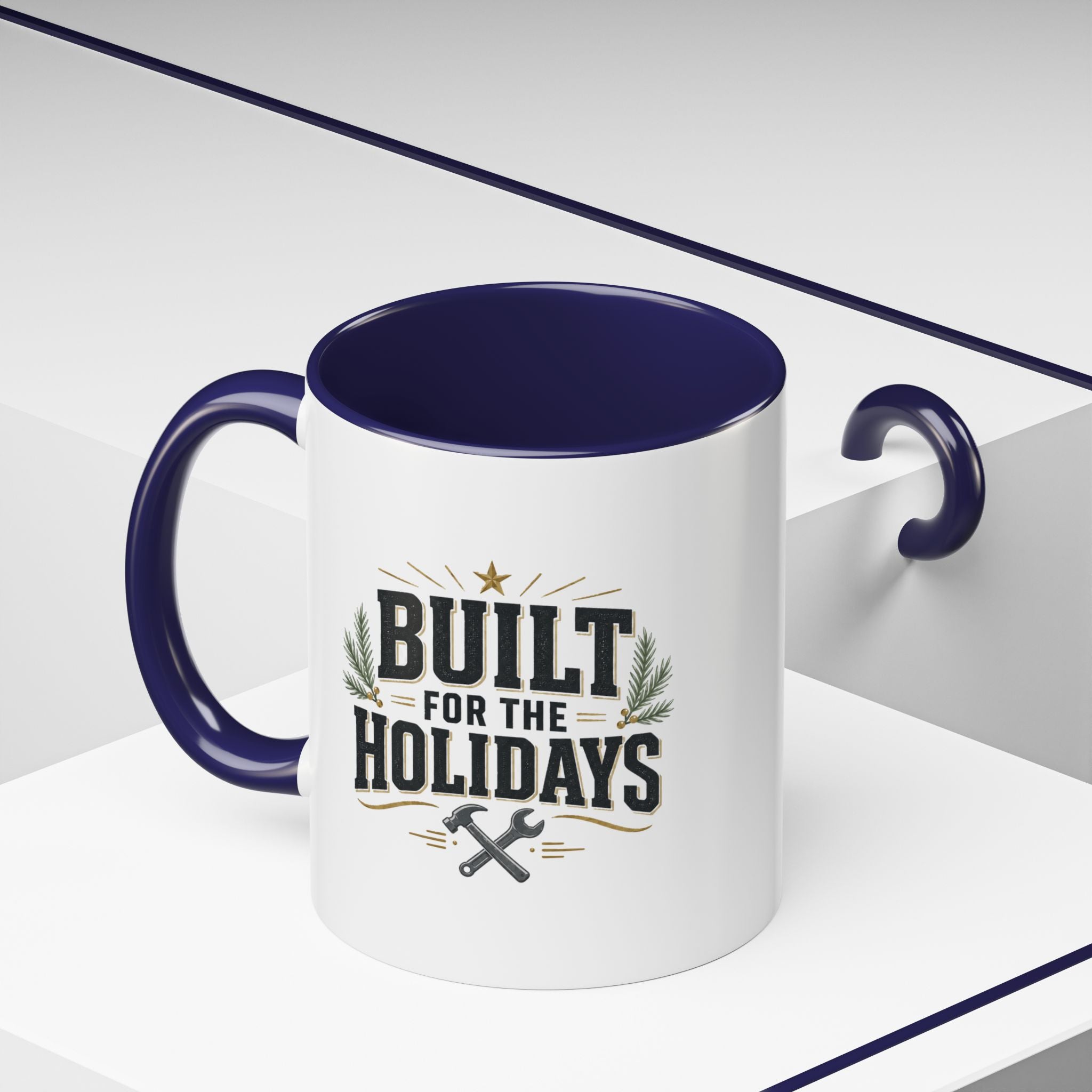 Christmas Built for the Holidays Accent Coffee Mug – Holiday Workshop Coffee Cup