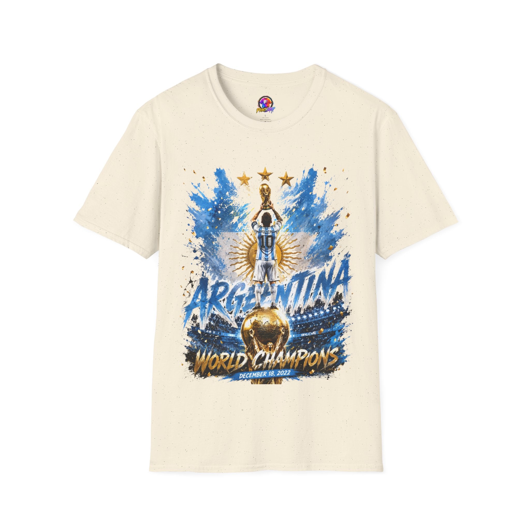Argentina World Champions T‑Shirt — Soccer World Cup 3 Stars Tribute