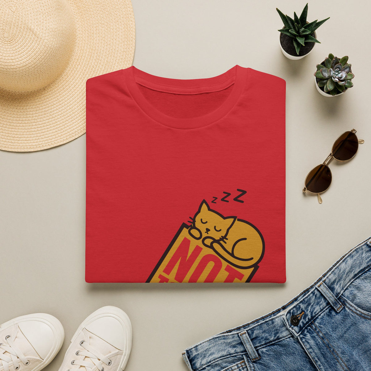 Not Today I'm Napping Orange Cat Tee - Funny Sleeping Kitten Block Graphic T-Shirt - Trending Now - September 2026