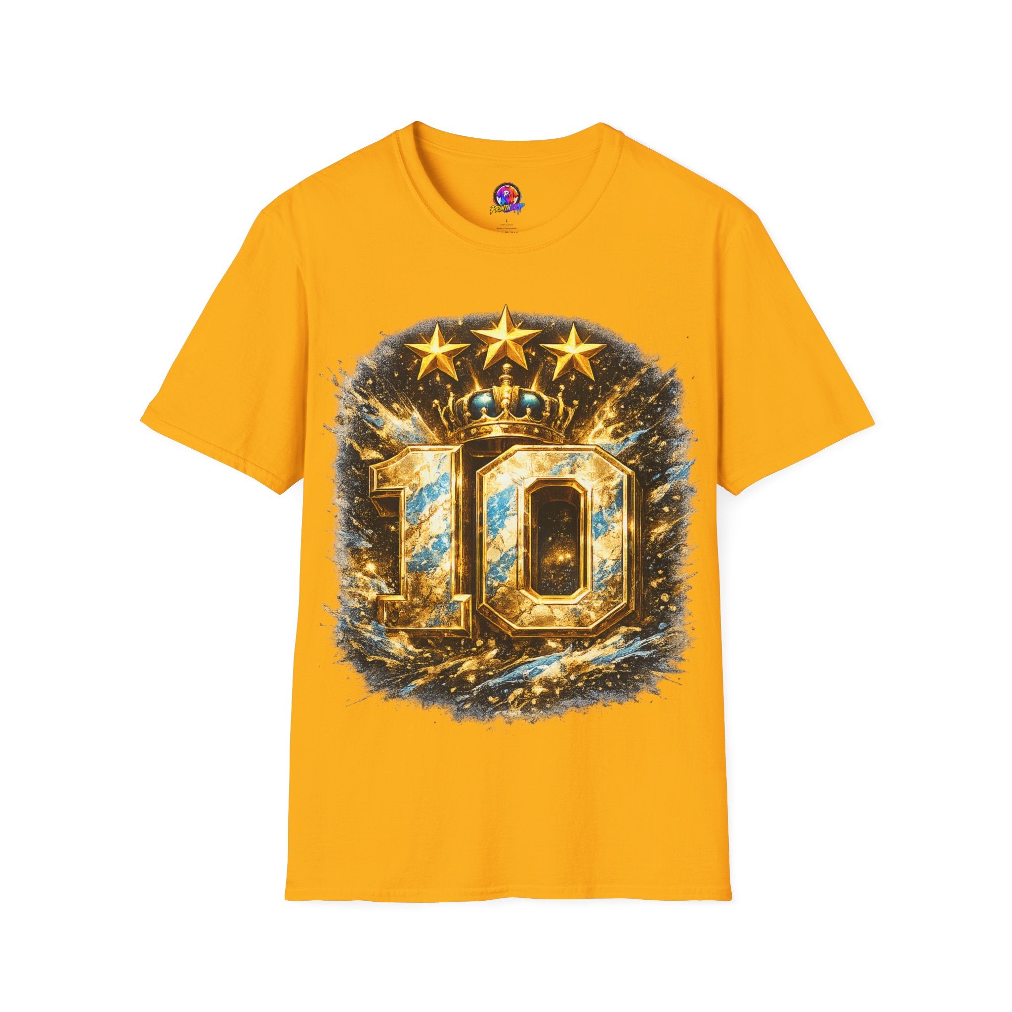 Argentina, MESSI #10 T-Shirt — Gold Crown '10' Victory Graphic Tee