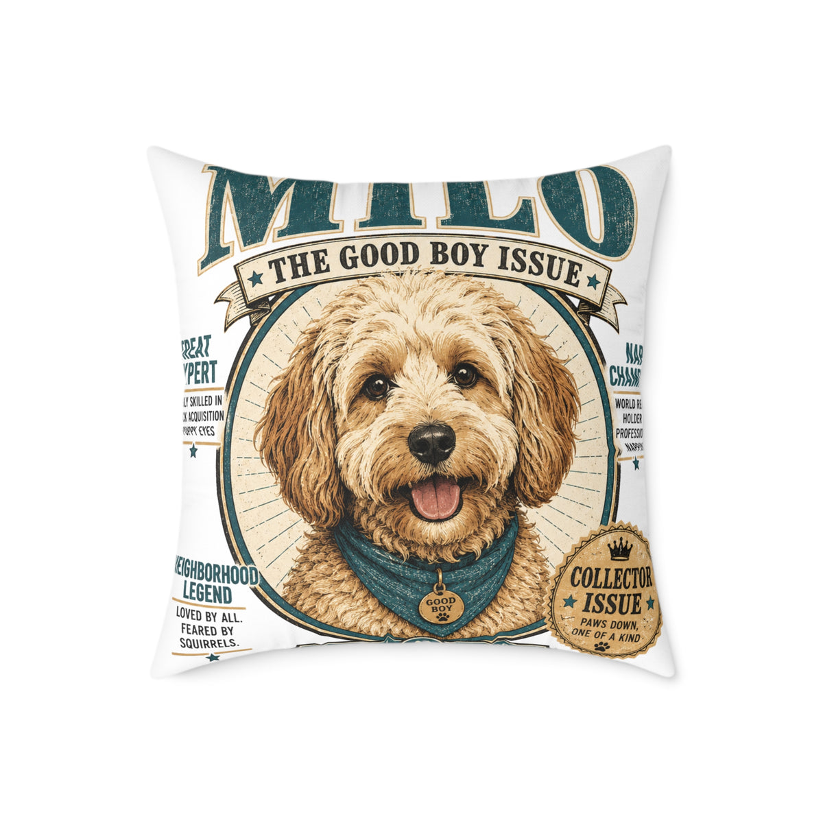 Milo "The Good Boy Issue" Decorative Pillow  Milo Bailey Dog Dad Mom