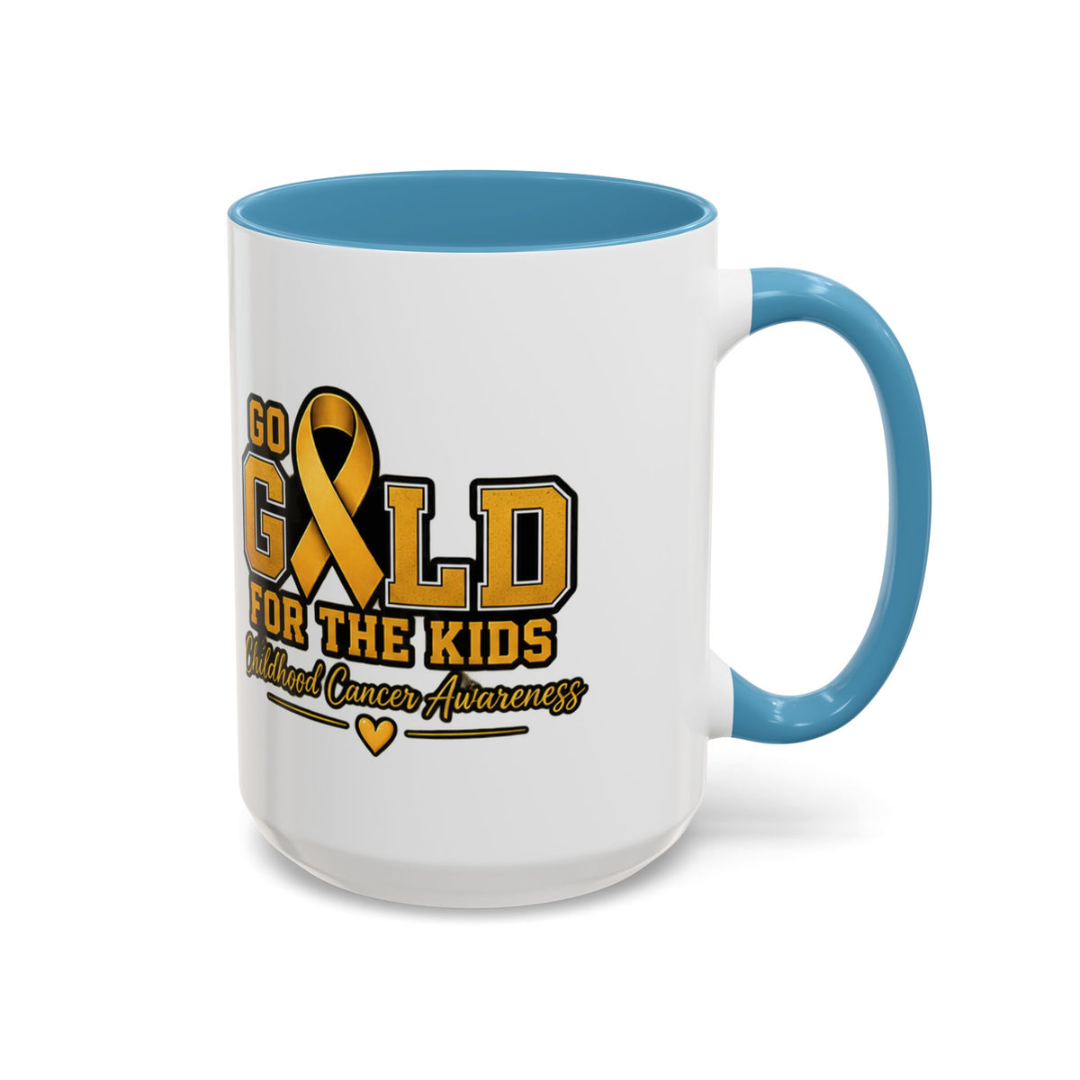 Gold For The Kids Coffee Mug — Childhood Cancer Awareness Accent Mug (11/15oz)