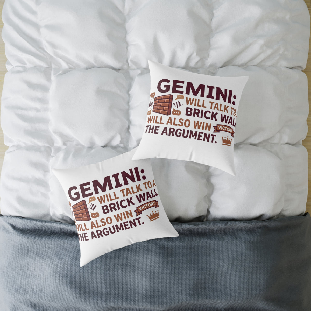 Gemini Zodiac Will Talk To A Brick Wall Will  Also Win The Argument Square Poly Canvas Pillow