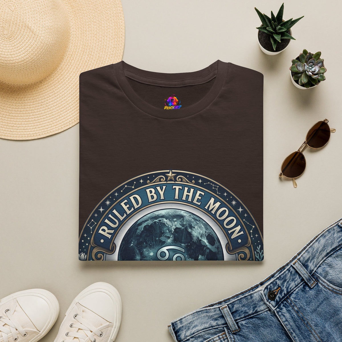 Cancer Zodiac Ruled by the Moon T-Shirt — Celestial Astrology Zodiac Graphic Tee