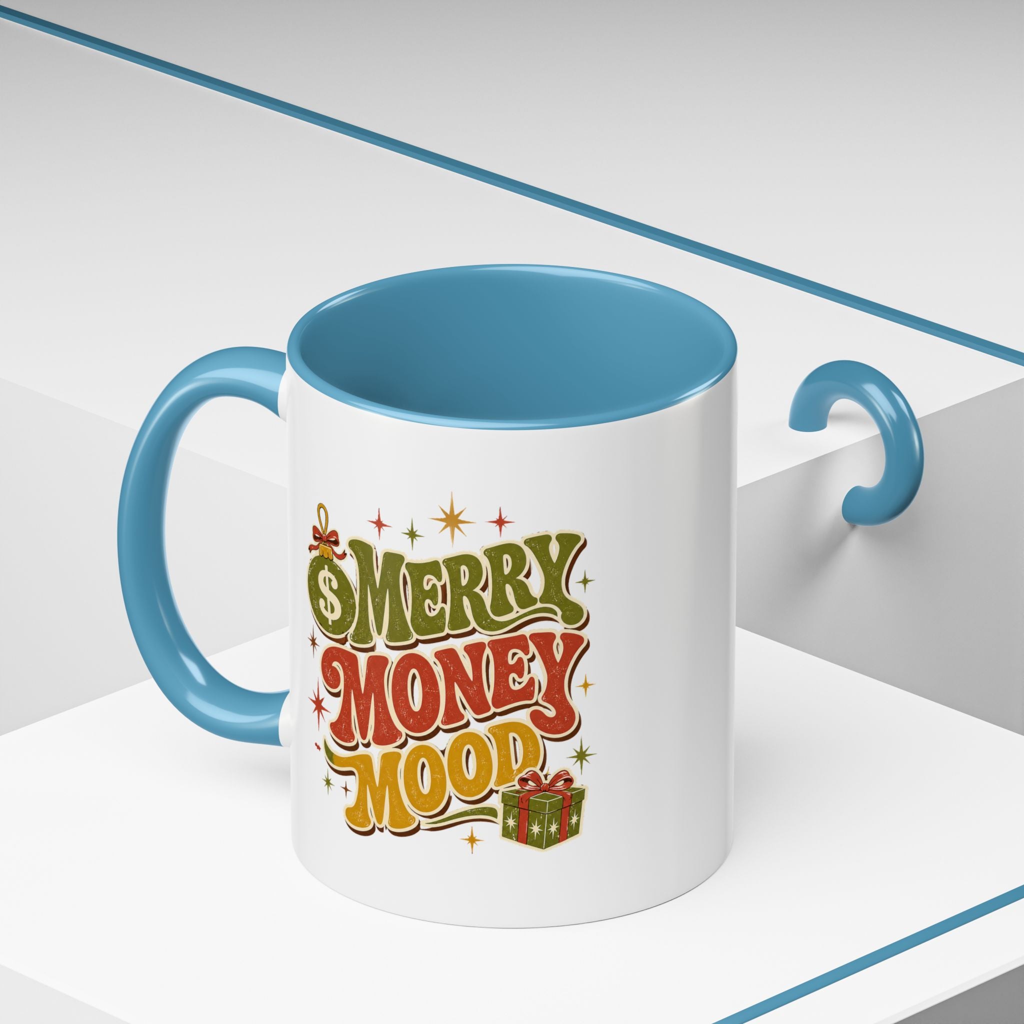 Modern Day Christmas Merry Money Mood Coffee Mug – Holiday Retro Gift Mug