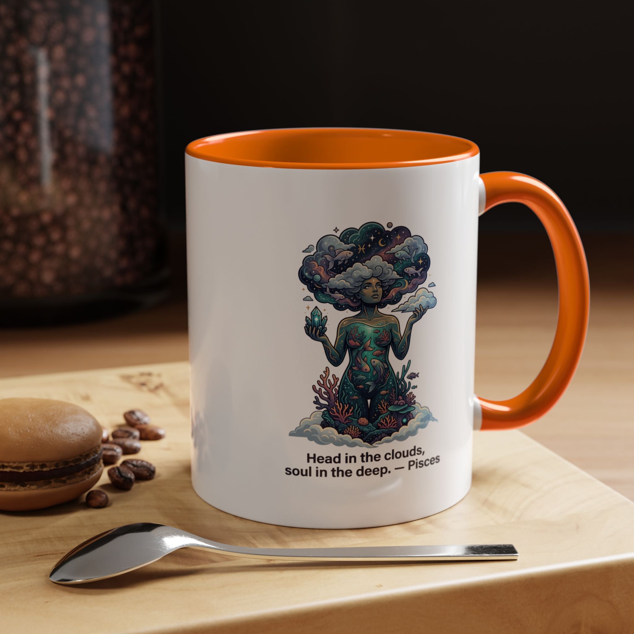 Pisces Coffee Mug — "Head in the clouds, soul in the deep" Accent Mug