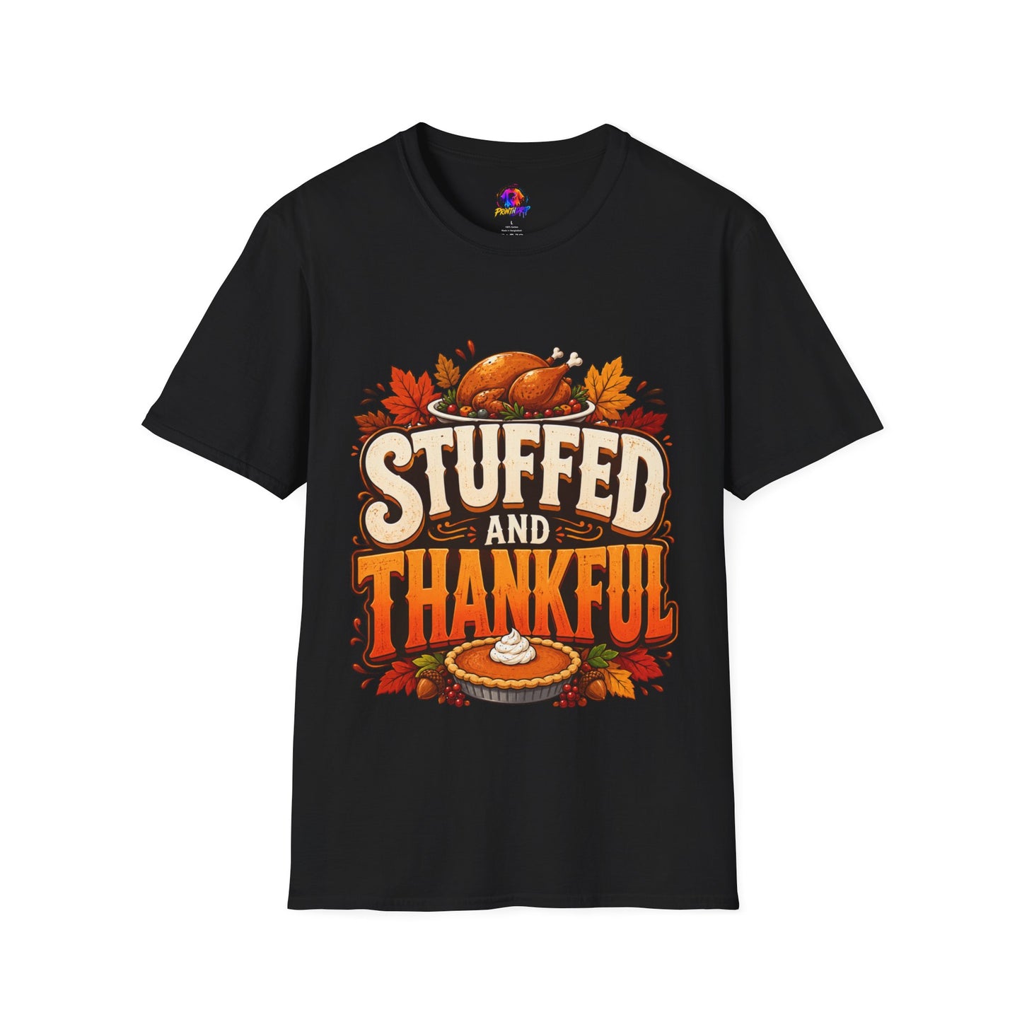 Thanksgiving T-Shirt — "Stuffed and Thankful" Turkey Design