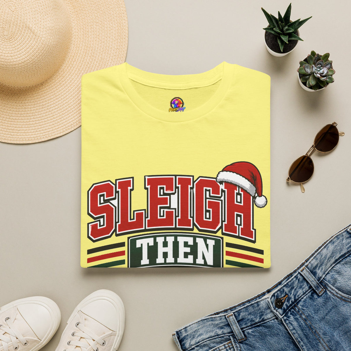 Sleigh Then Sweat T-Shirt – Christmas Fitness Holiday Tee