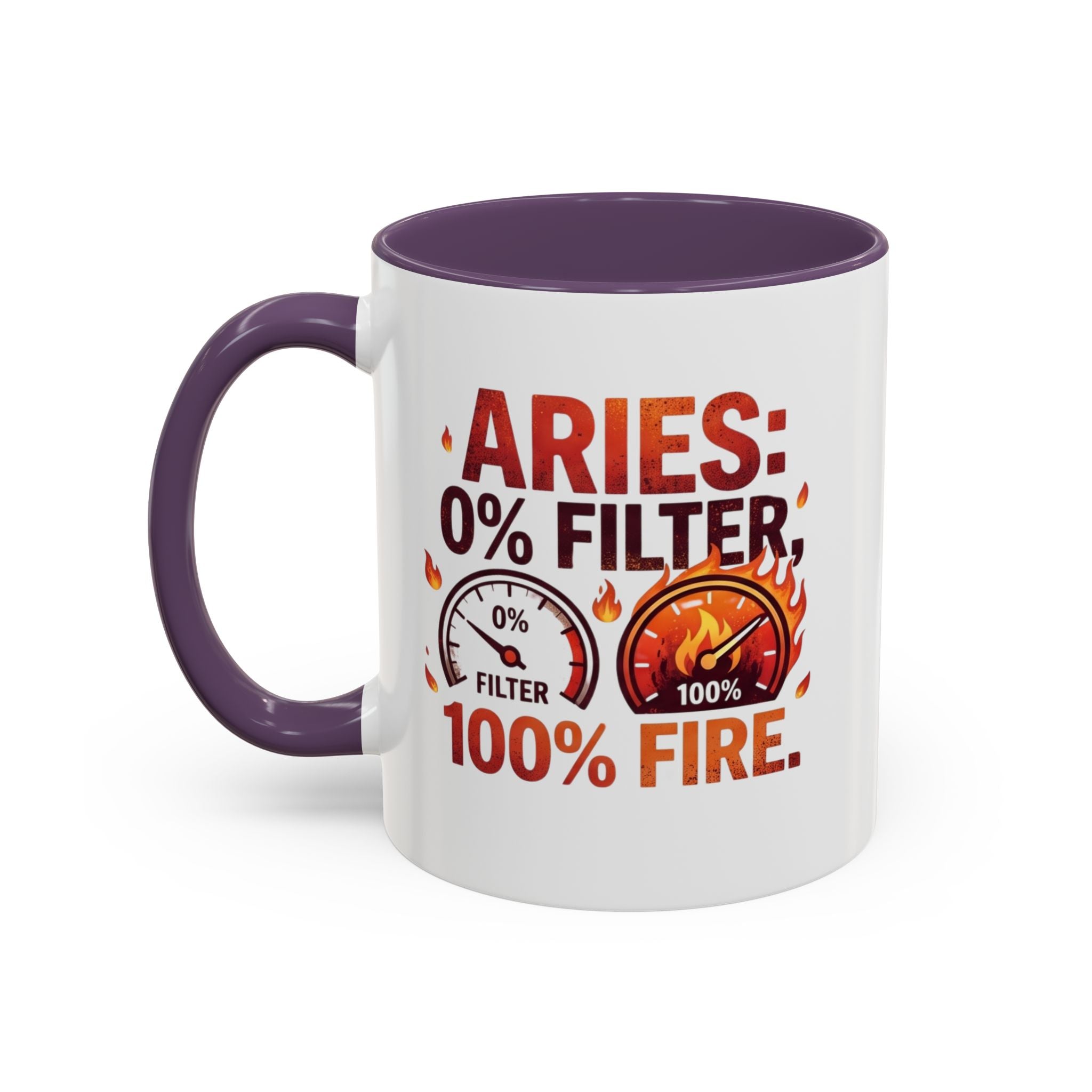 Aries Coffee Mug — "0% Filter, 100% Fire" Zodiac Astrology Mug