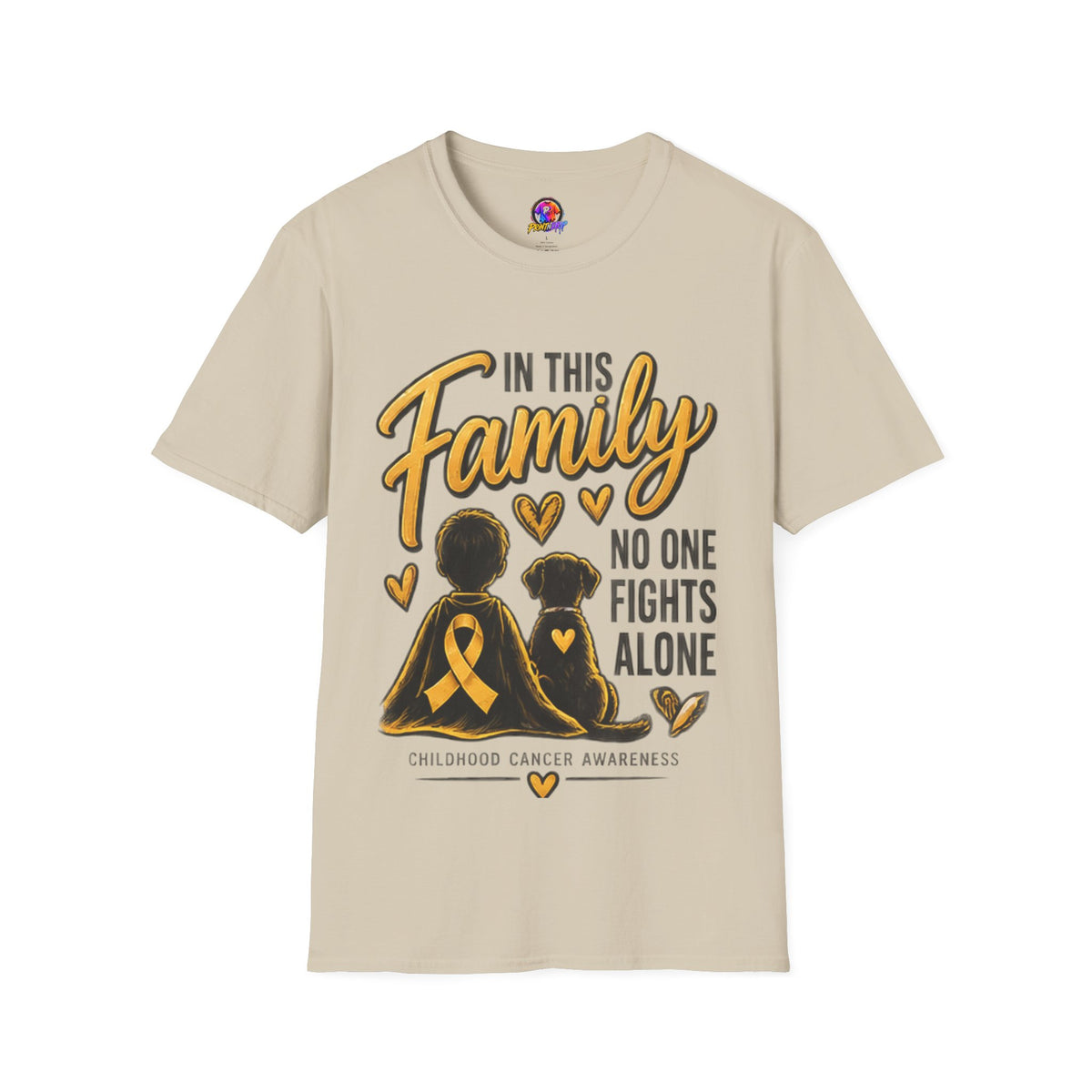 Childhood Cancer Awareness T-Shirt — "In This Family No One Fights Alone"