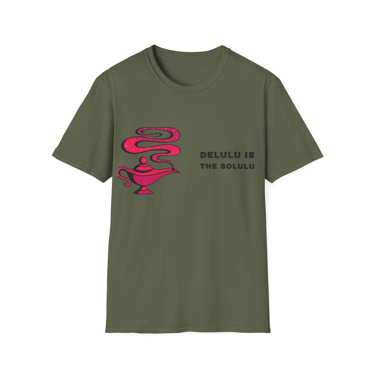 Genie Lamp Graphic T-Shirt — 'Delulu' Vaporwave Snake Design - Trending Now - September 2026