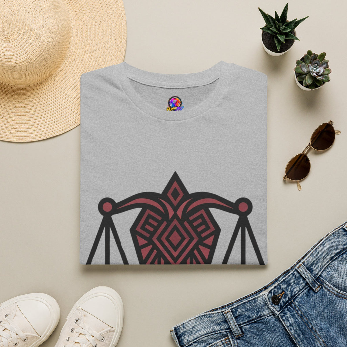Libra Scales Graphic T‑Shirt — Tribal Zodiac Balance Design