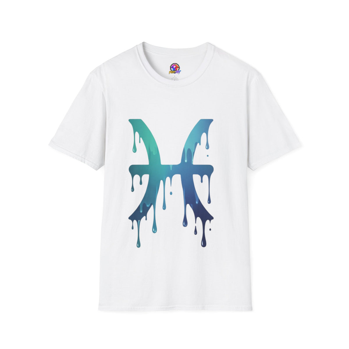 Pisces Drip Zodiac T-Shirt — Blue Gradient Astrological Tee