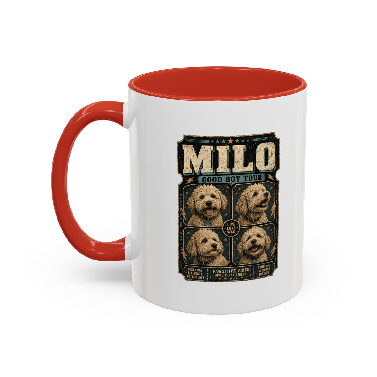 Milo Bailey Dog Dad Mom Personalized Milo Dog Coffee Mug — "Good Boy Tour" Accent Mug