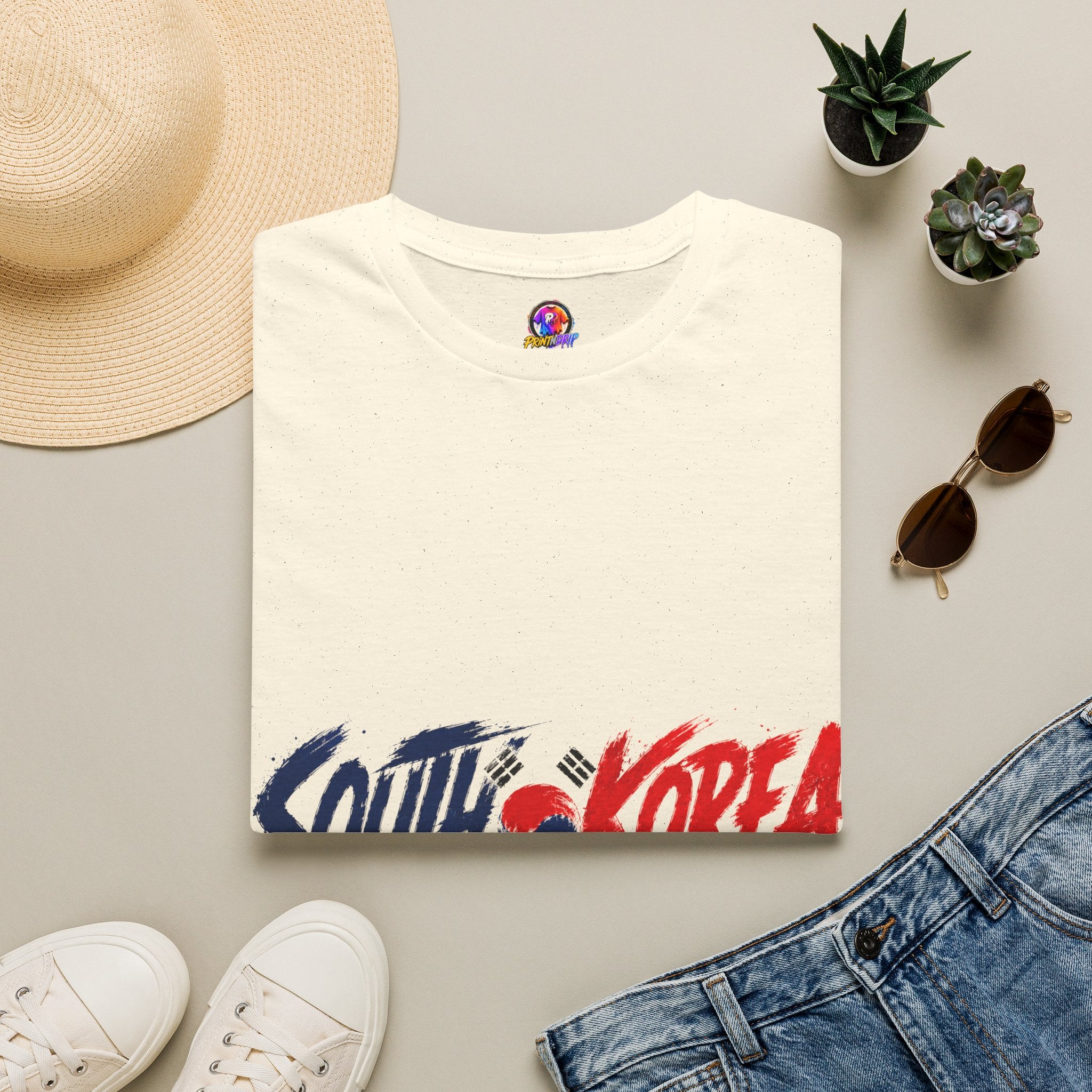 South Korea Flag Brushstroke T-Shirt — Patriotic Korean Travel Tee