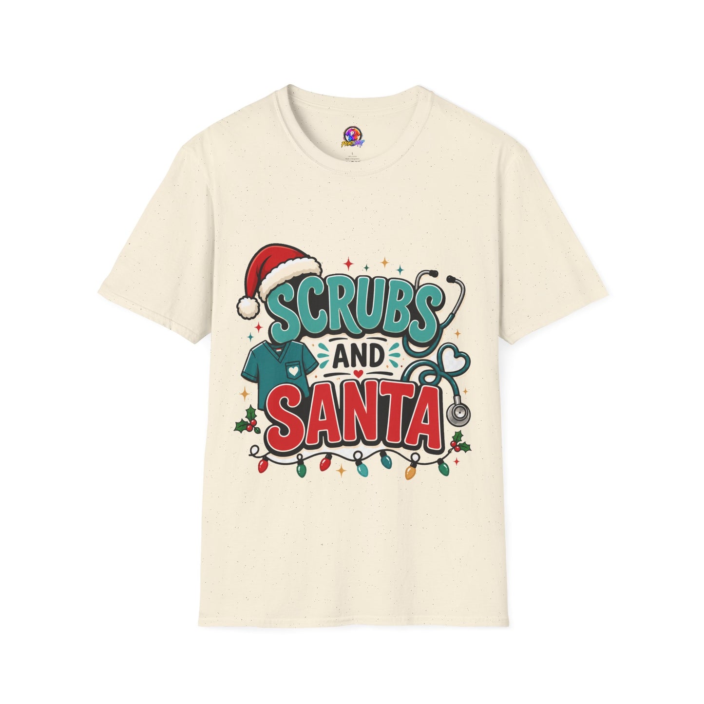 Scrubs and Santa Christmas T-Shirt — Cute Holiday Nurse Tee