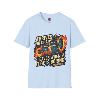 Sagittarius Archer T‑Shirt — "Thrives in Chaos" Zodiac Fire Sign Tee