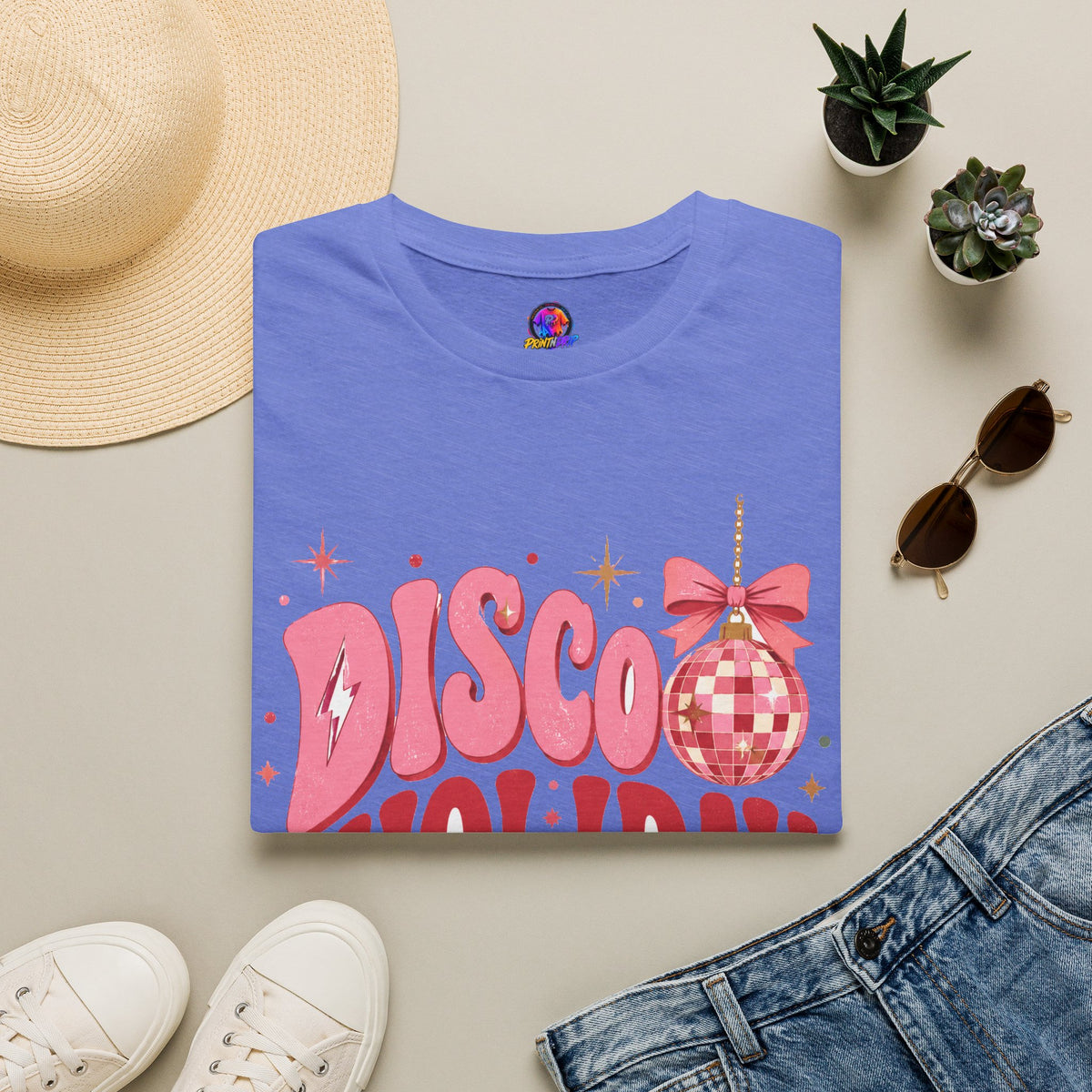 Disco Holiday T-Shirt — Retro Pink Disco Ball Christmas Tee