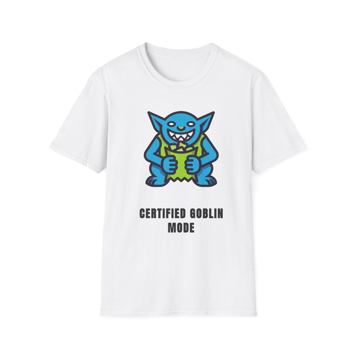 Gritty Goblin Graphic Tee - Cute Blue Goblin "Destined Goblin Mode" T-Shirt - Trending Now - September 2026
