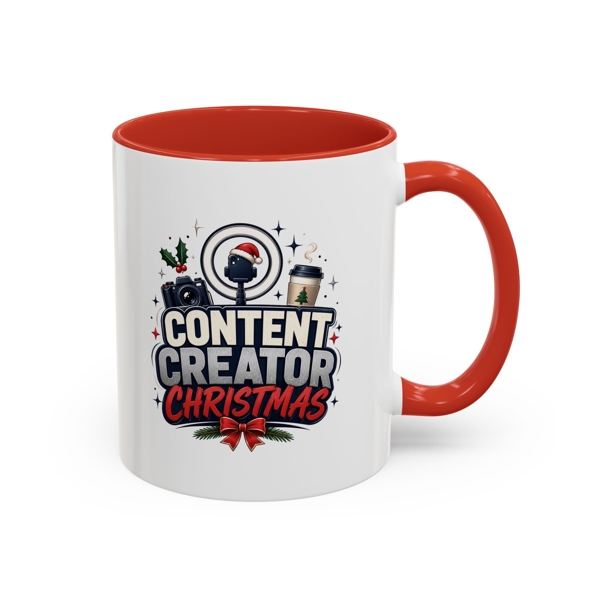Modern Day Christmas Content Creator Christmas Accent Coffee Mug — Holiday Social Media Gifts (11/15oz)