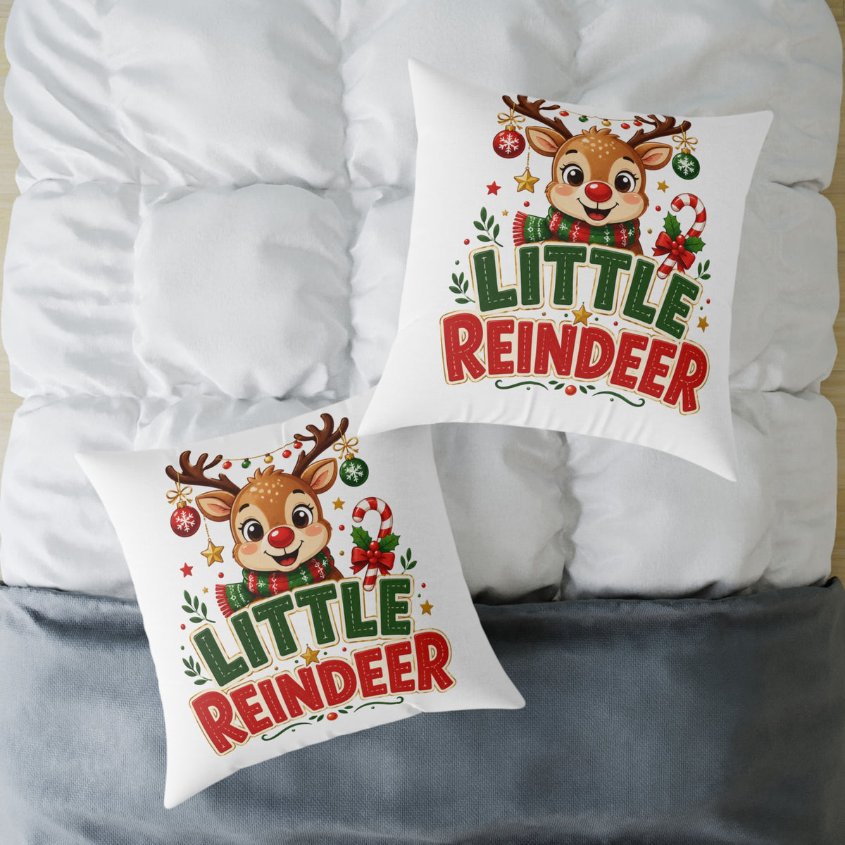 Little Reindeer Christmas Throw Pillow - Cute Kids Holiday Decor