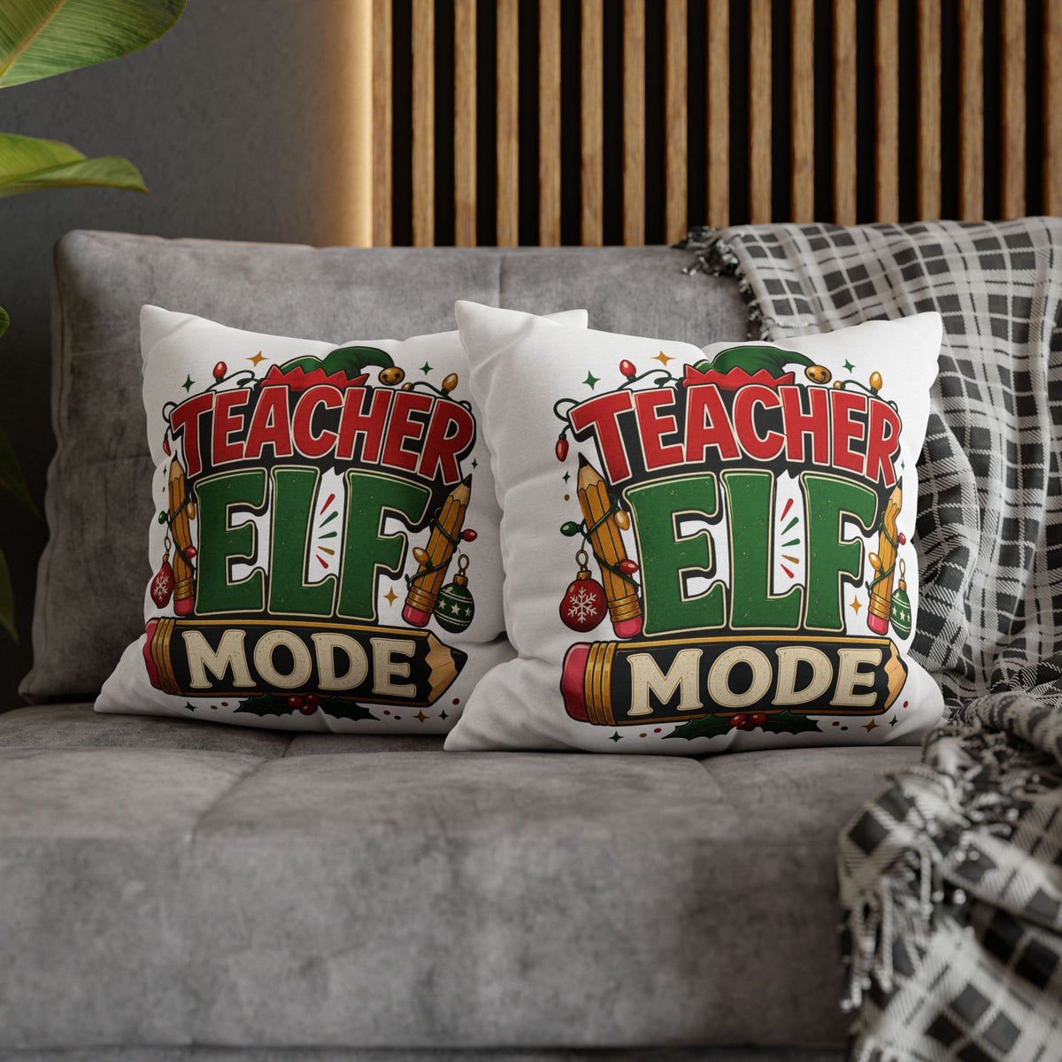 Christmas Teacher Elf Mode Pillowcase — Christmas Holiday Decorative Throw Pillowcase for Teachers