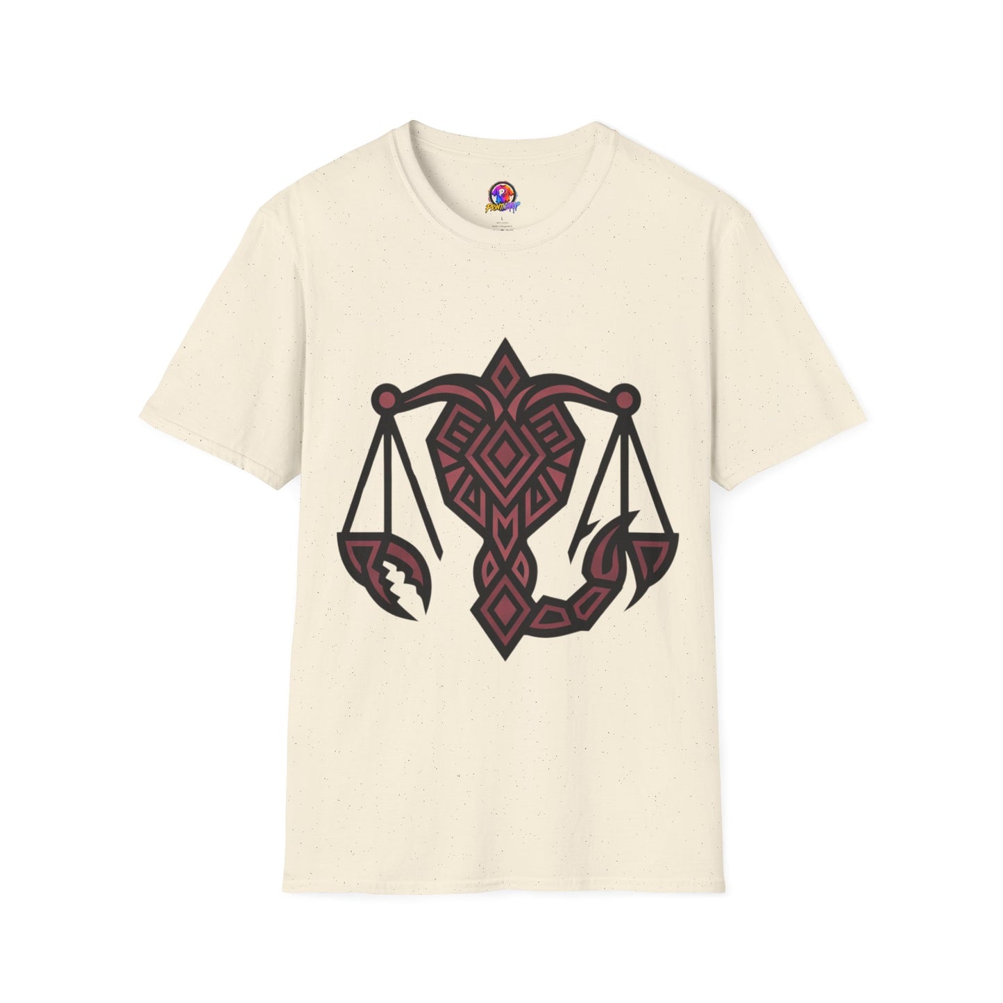 Libra Scales Graphic T‑Shirt — Tribal Zodiac Balance Design