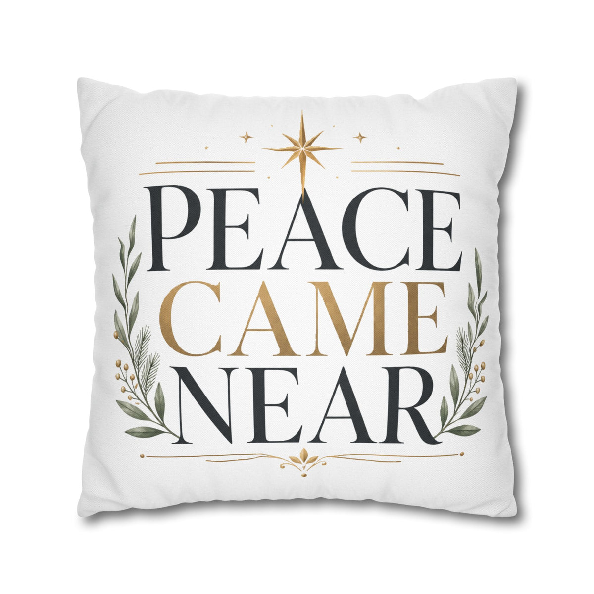 Christmas Peace Came Near Square Pillow — Christmas Holiday Decorative Throw Pillowcase