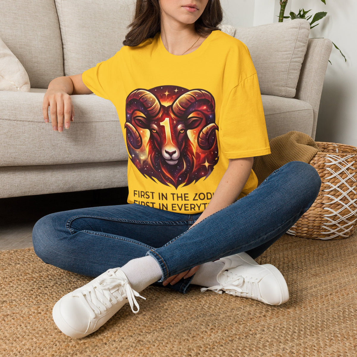 Aries Zodiac Ram Graphic T-Shirt — 'First in the Zodiac' Astrology Tee