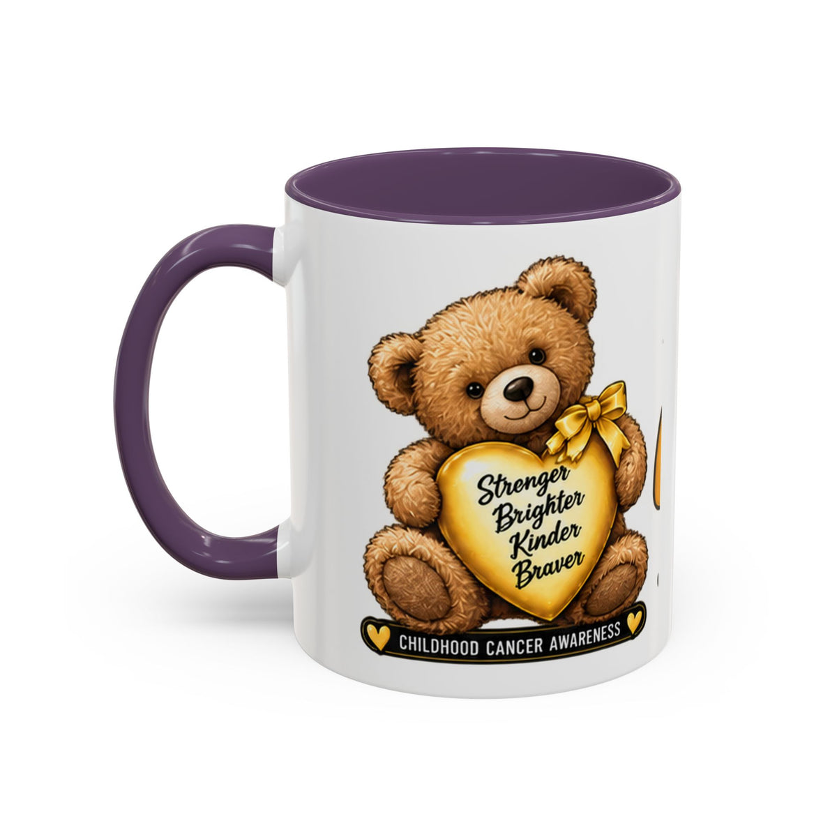 Gold Ribbon Teddy Bear Childhood Cancer Awareness Accent Mug (11/15oz)