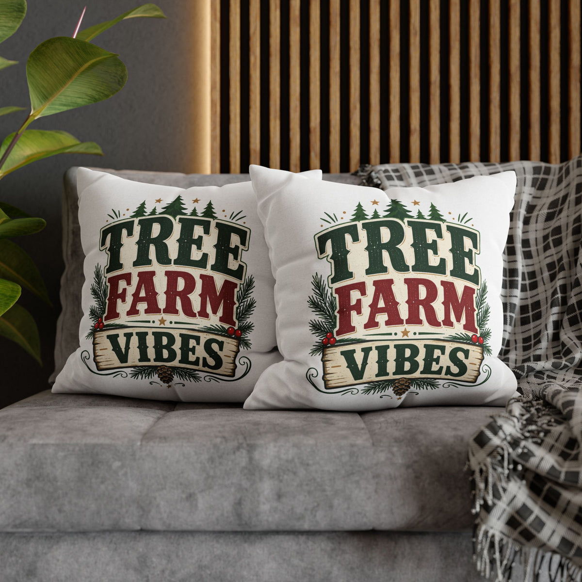 Christmas Pillowcase Tree Farm Vibes Holiday Pillow