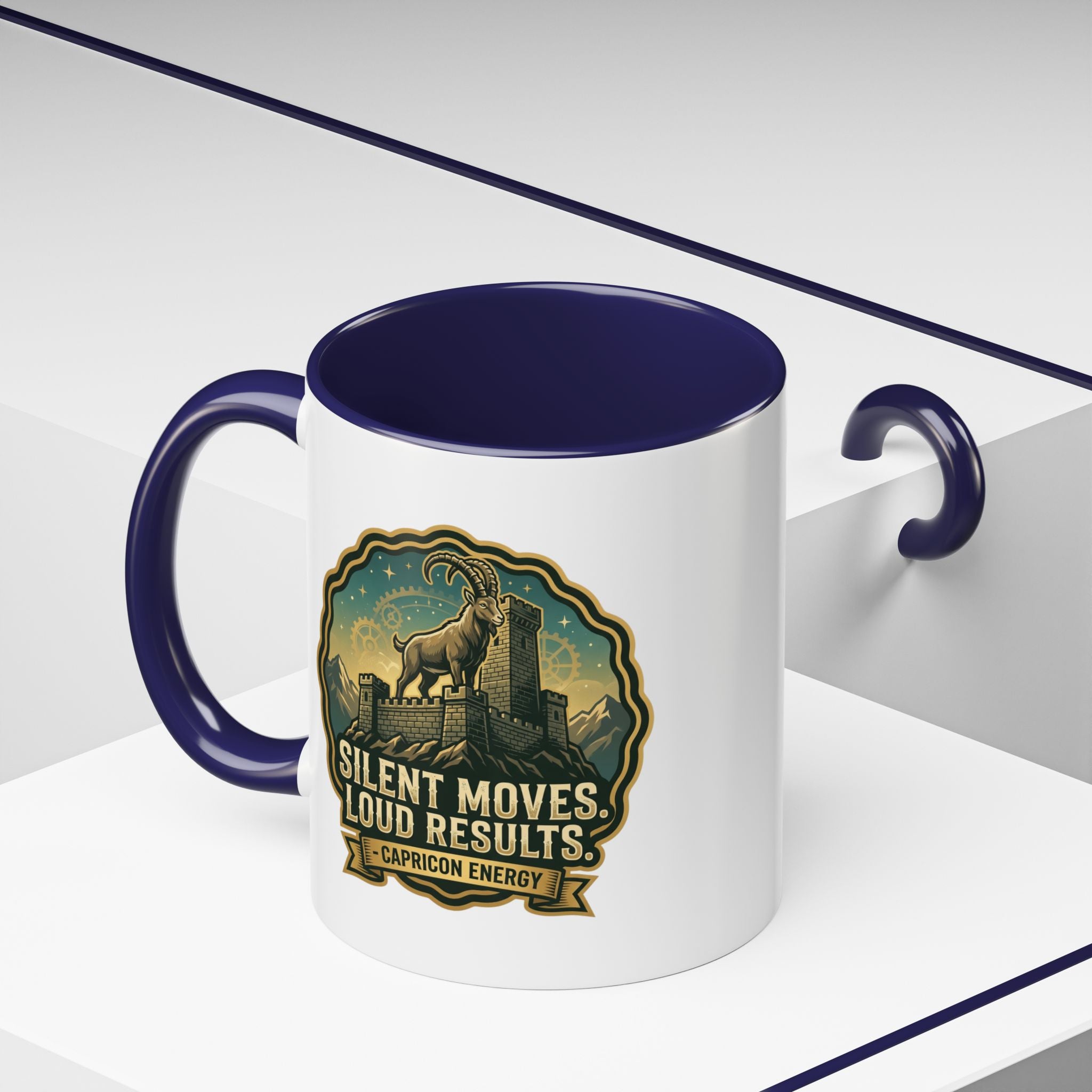 Capricorn Coffee Mug - "Silent Moves. Loud Results." Zodiac Goat Accent Mug