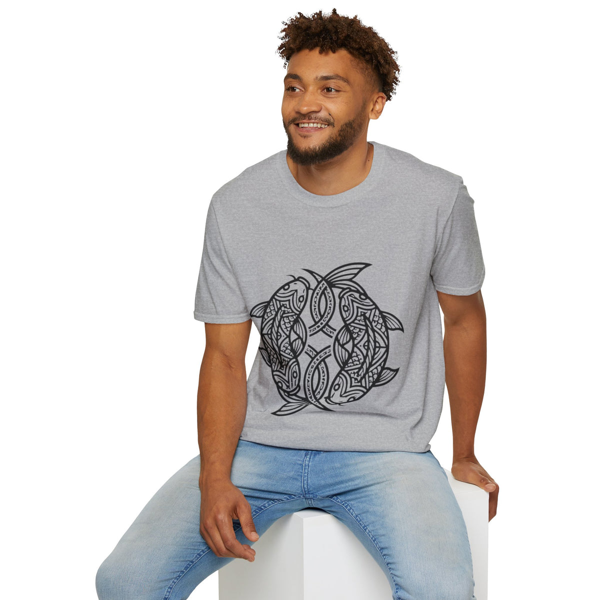 Pisces Zodiac Koi Fish Mandala T-Shirt — Intricate Zen koi Circle Design