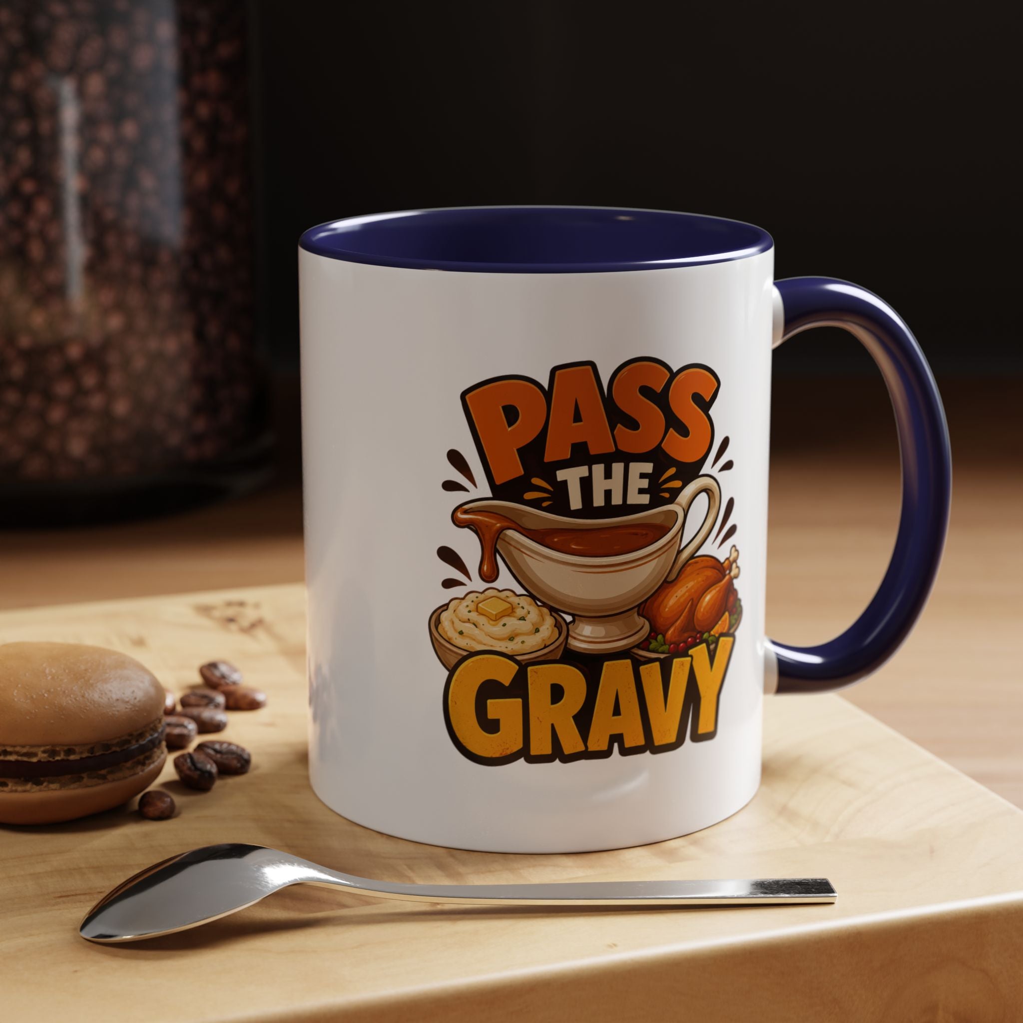 Thanksgiving Mug Pass the Gravy Coffee Mug — Thanksgiving Turkey & Gravy Bowl Accent Mug