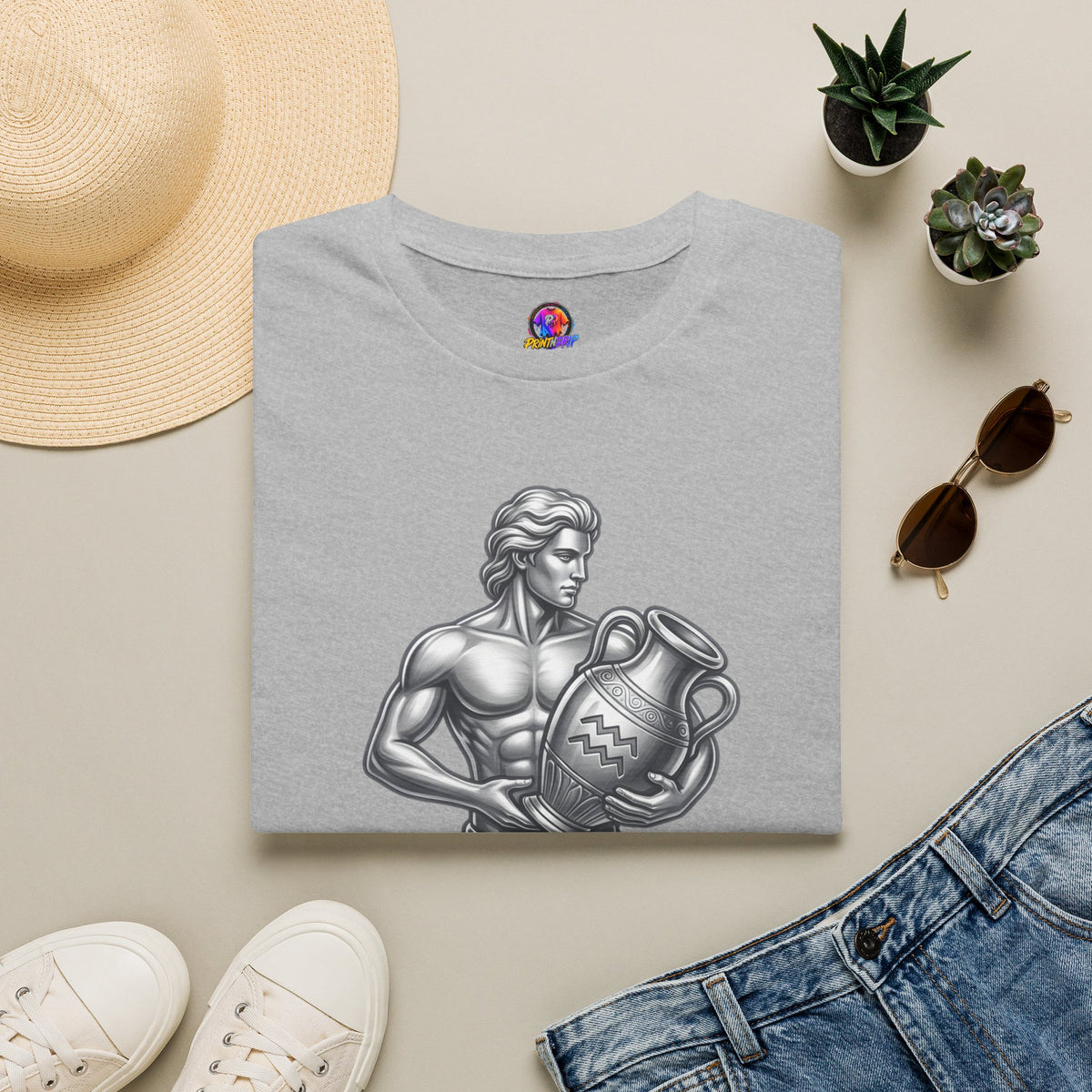 Aquarius Zodiac T-Shirt — Mythic Water Bearer Astrology Tee